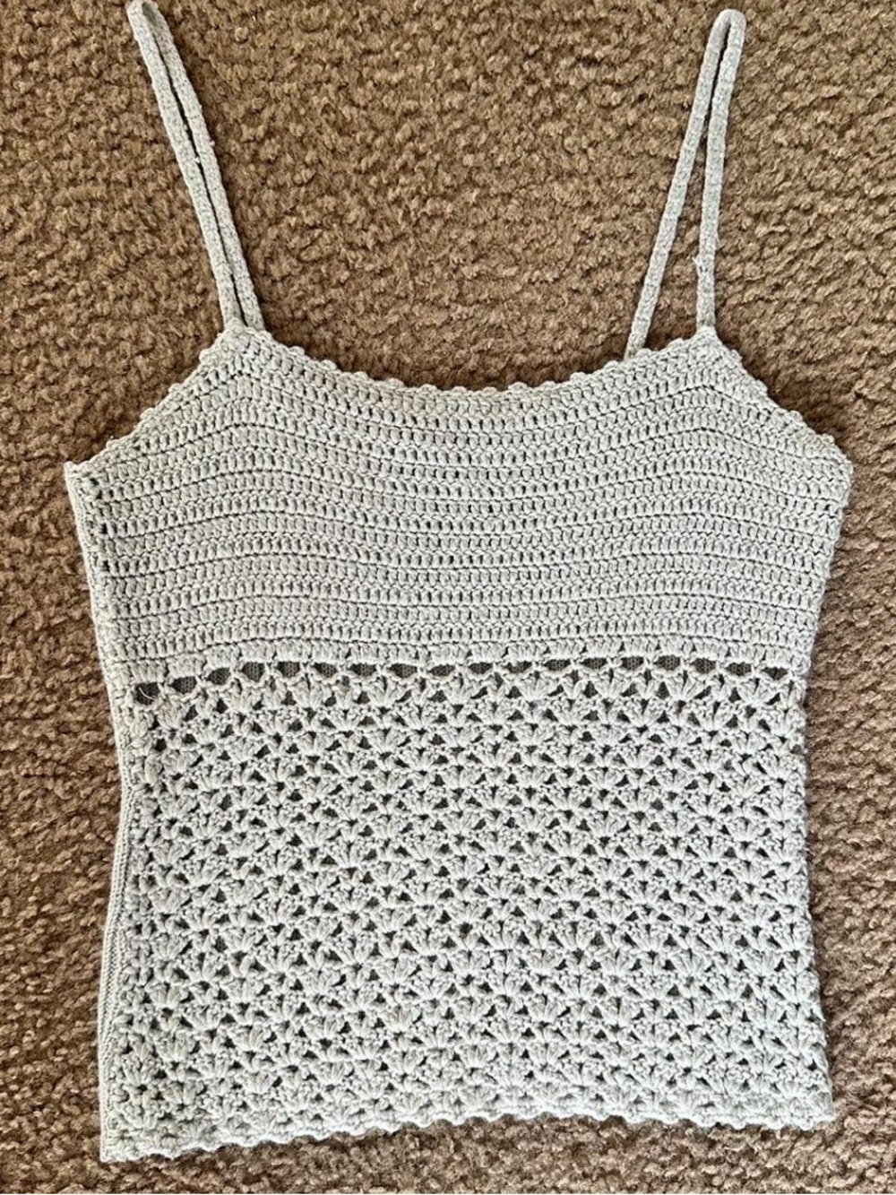 BCBGMaxAzria Taupe Crochet Camisole